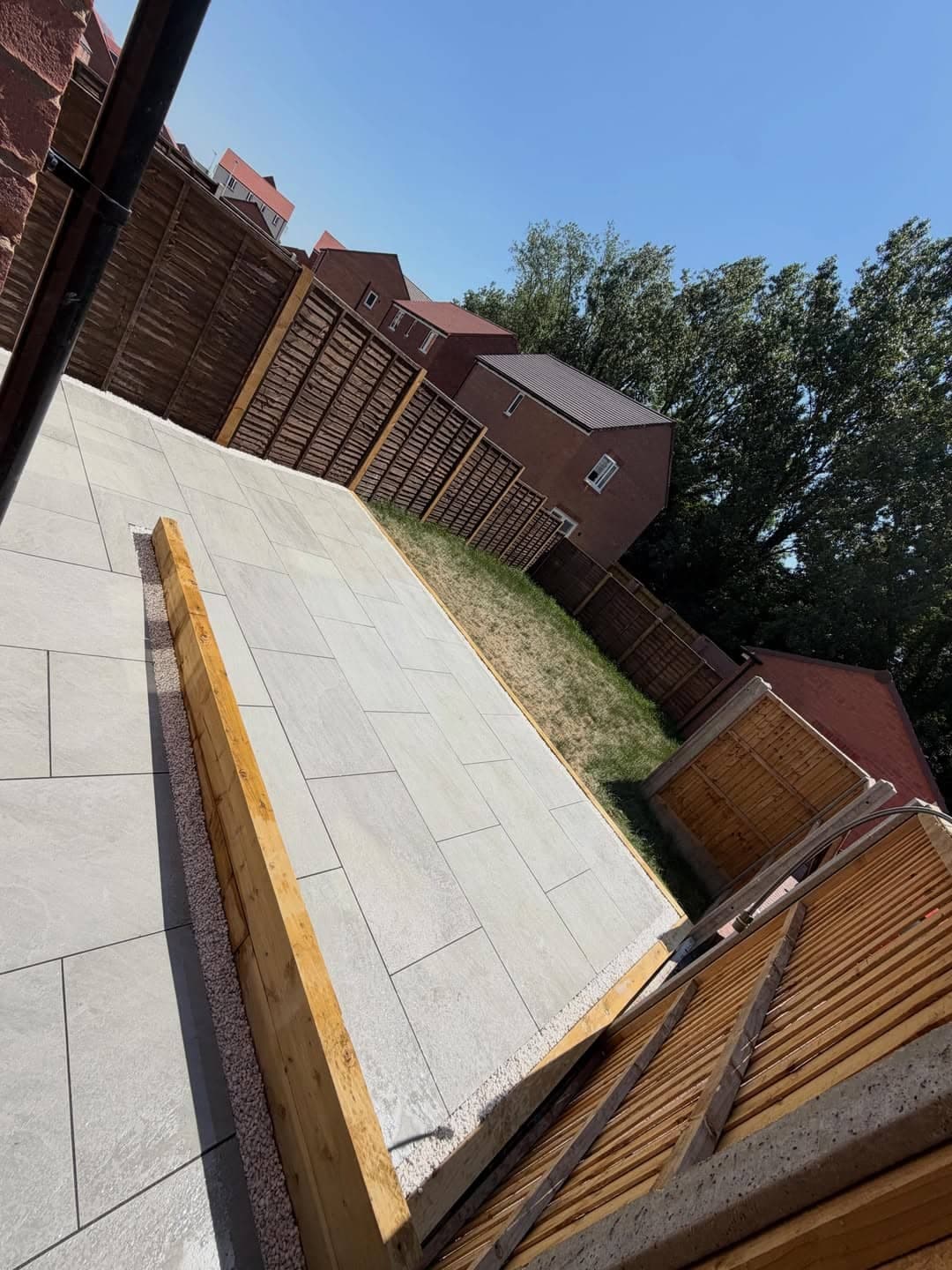 Kandla Grey Porcelain Patio & Sleeper Wall