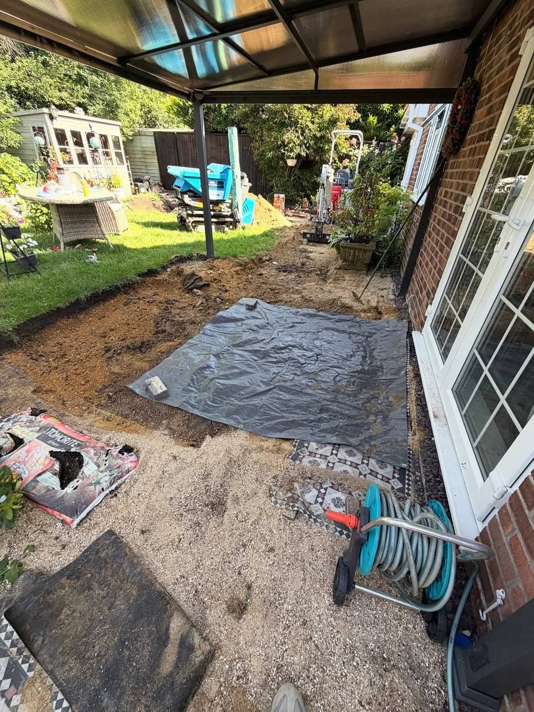 Raj Sandstone Patio With Raj Green Border before photo 1